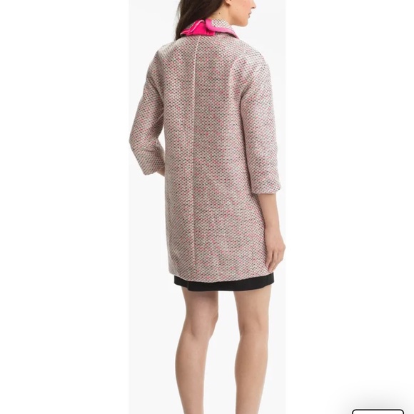 KATE SPADE  Carrie’s Pink  Tweed Coat With Hot Pink Buttons Size 4 - Picture 5 of 14